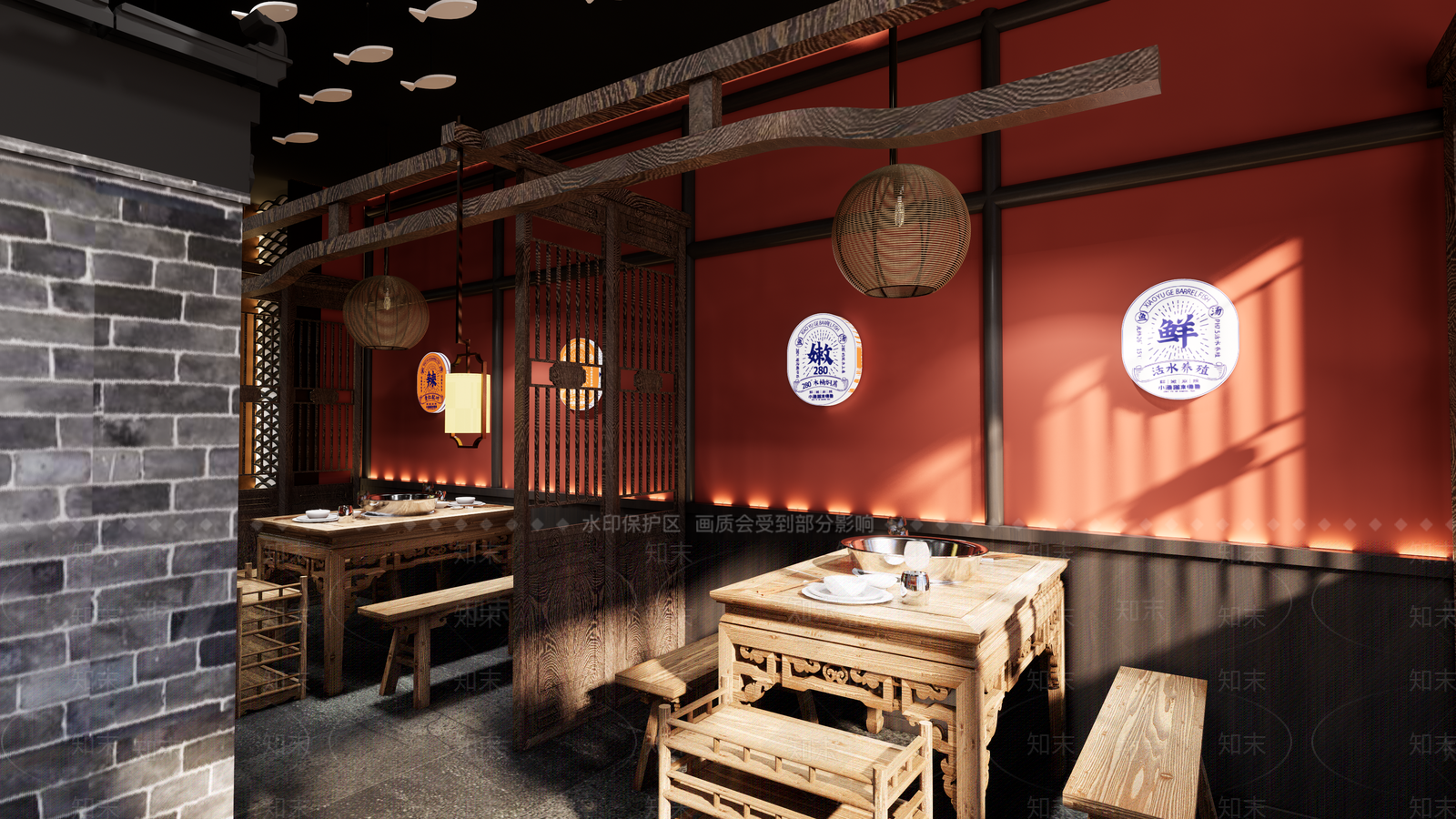 新中式火锅店SU模型下载【ID:1116369877】