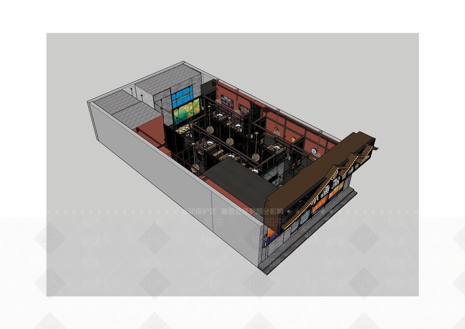 新中式火锅店SU模型下载【ID:1116369877】