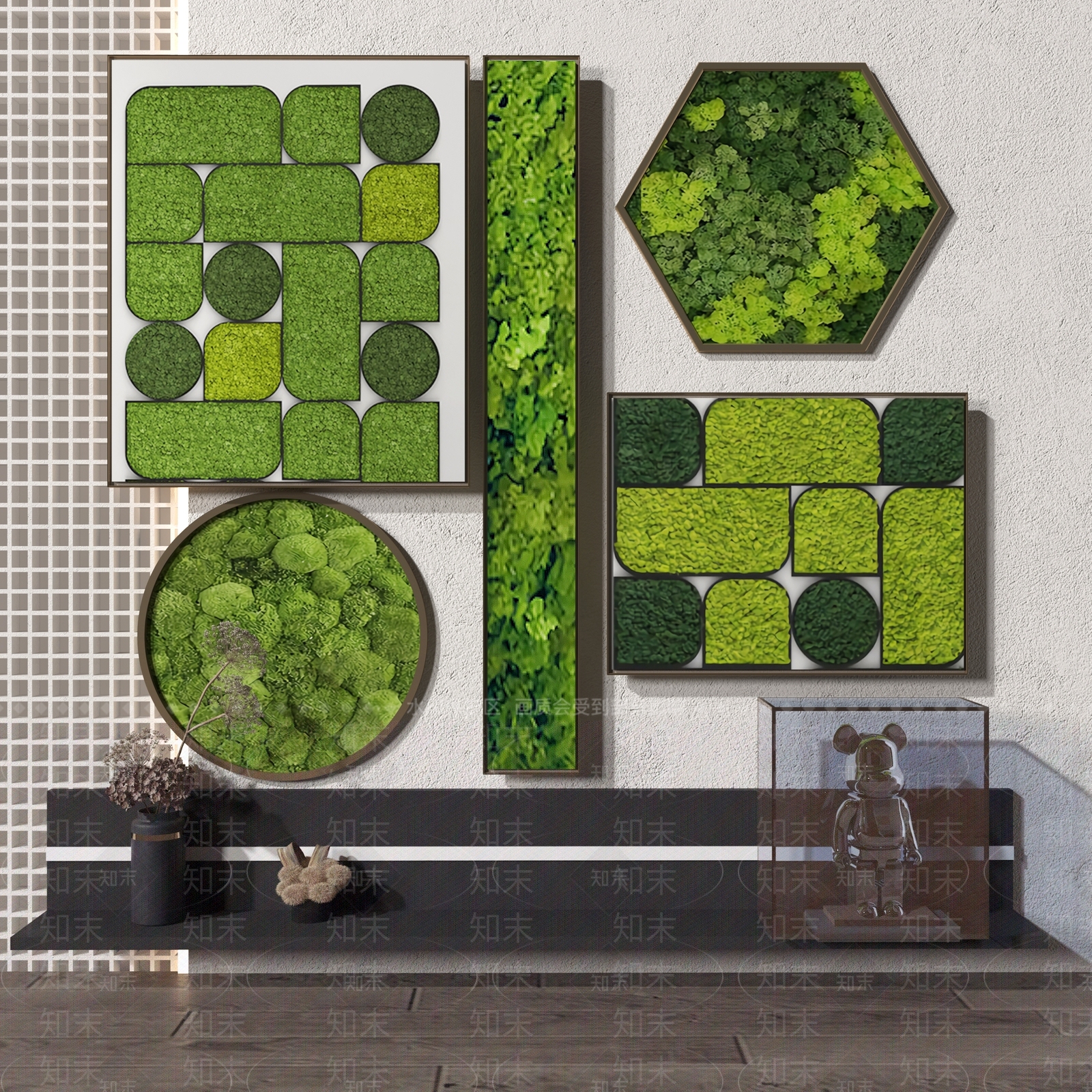 现代绿植墙3D模型下载【ID:1116823182】