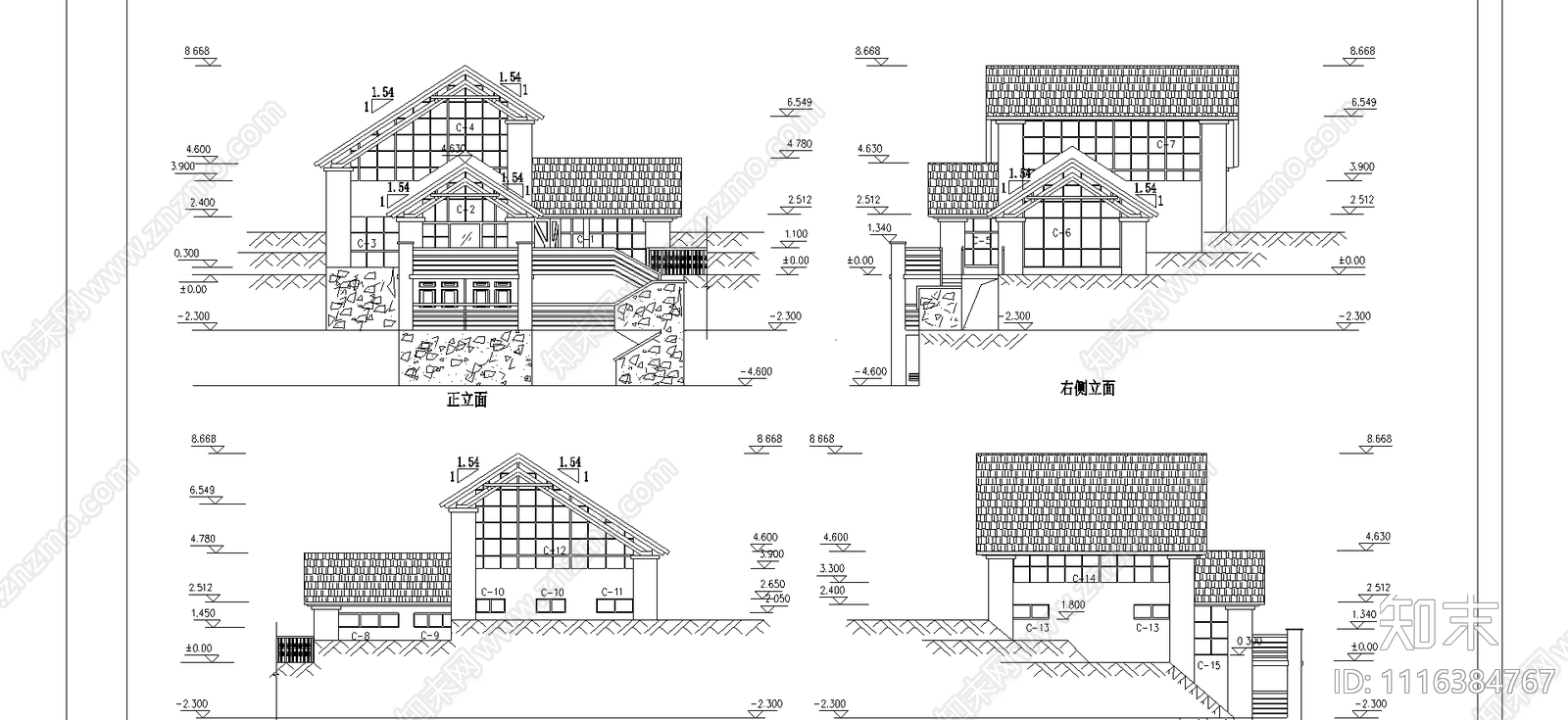 别墅建筑设计图纸施工图施工图下载【ID:1116384767】