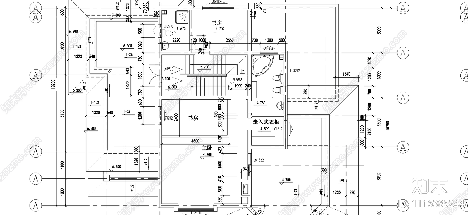 别墅建筑设计全套施工图cad施工图下载【ID:1116385244】