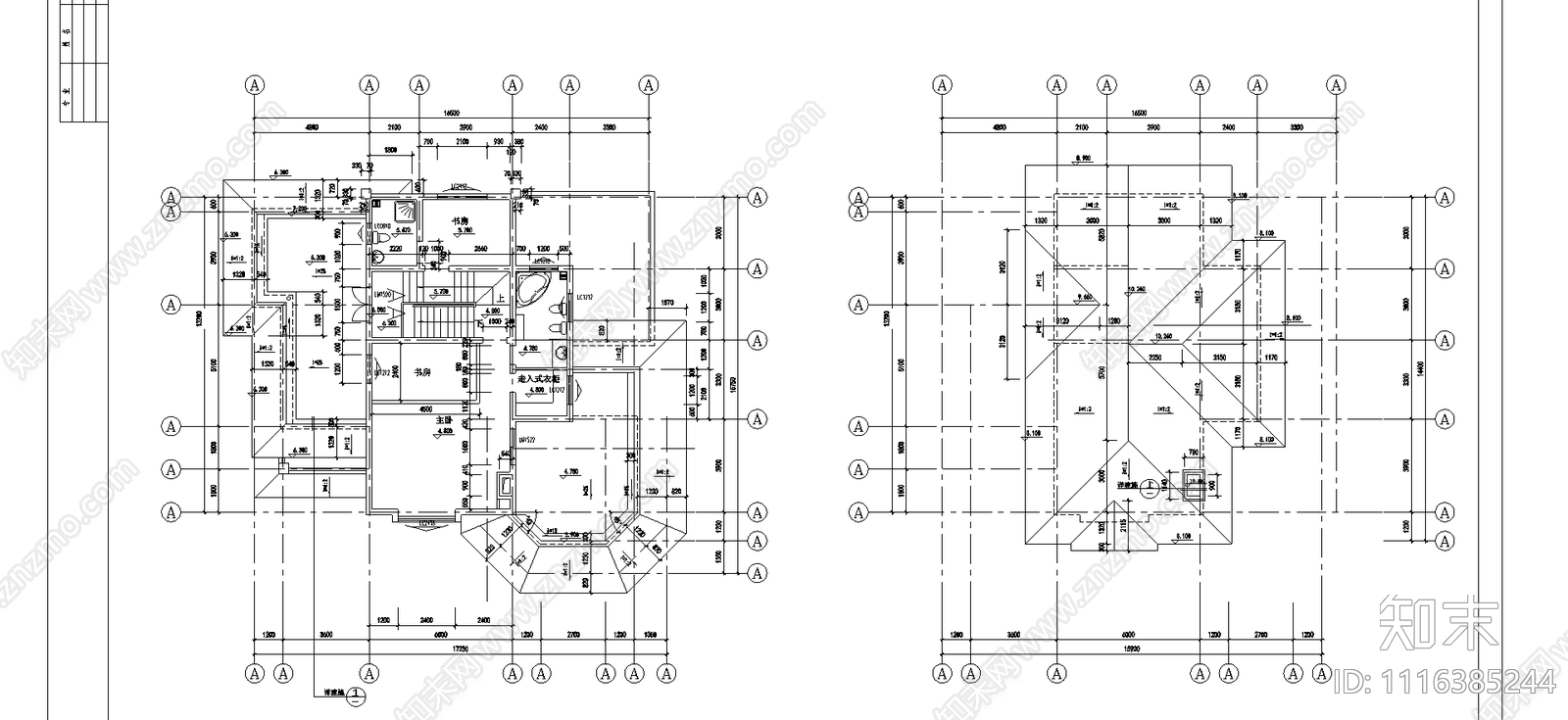 别墅建筑设计全套施工图cad施工图下载【ID:1116385244】