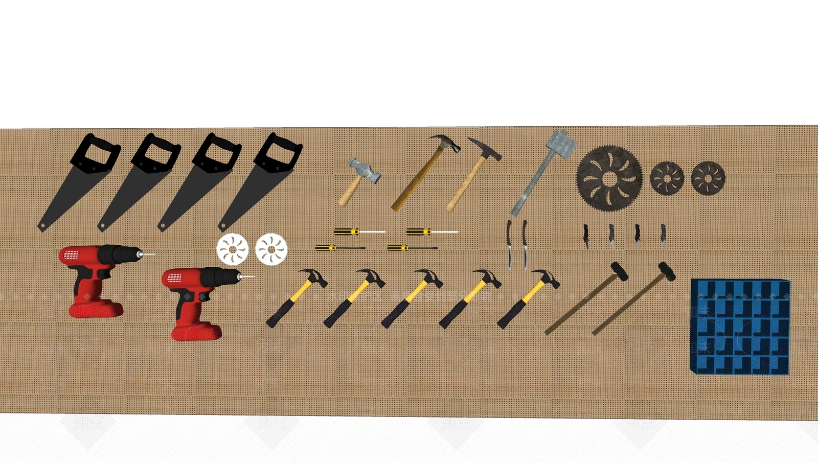 现代维修修理工具器材包组合SU模型下载【ID:1116386480】