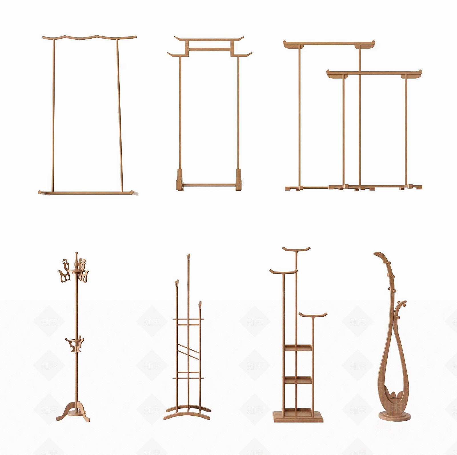 新中式落地挂衣架SU模型下载【ID:1116386451】