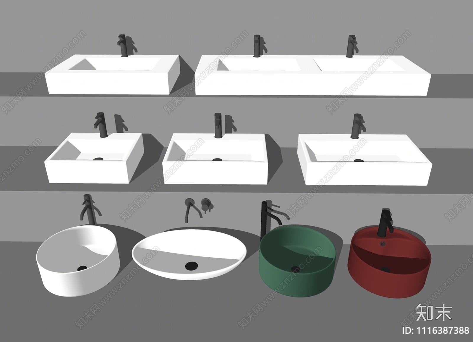 现代洗手台SU模型下载【ID:1116387388】