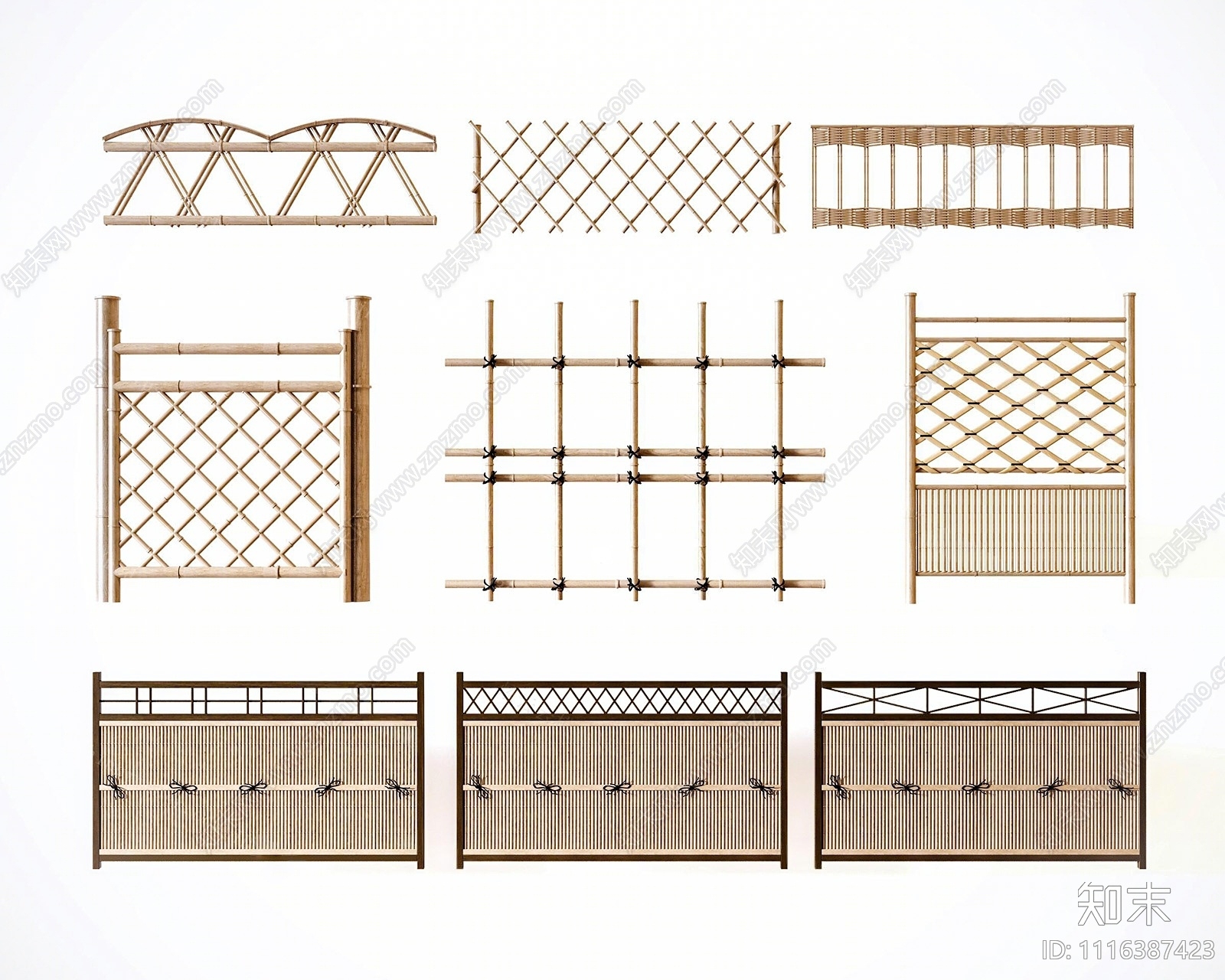 中式篱笆SU模型下载【ID:1116387423】