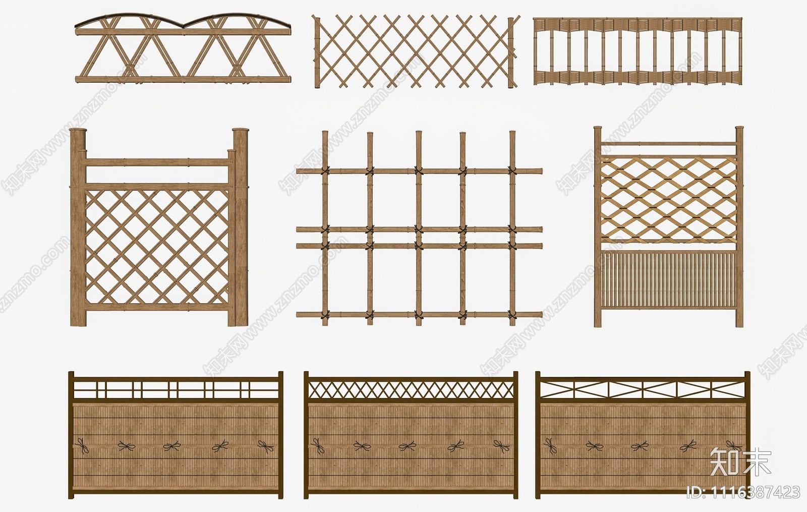 中式篱笆SU模型下载【ID:1116387423】