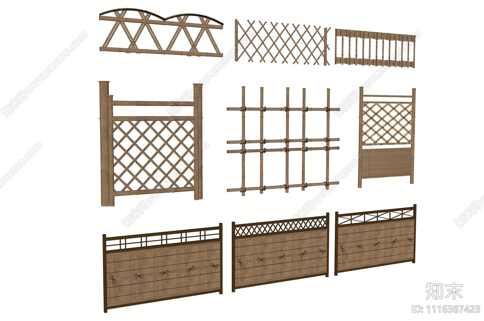 中式篱笆SU模型下载【ID:1116387423】