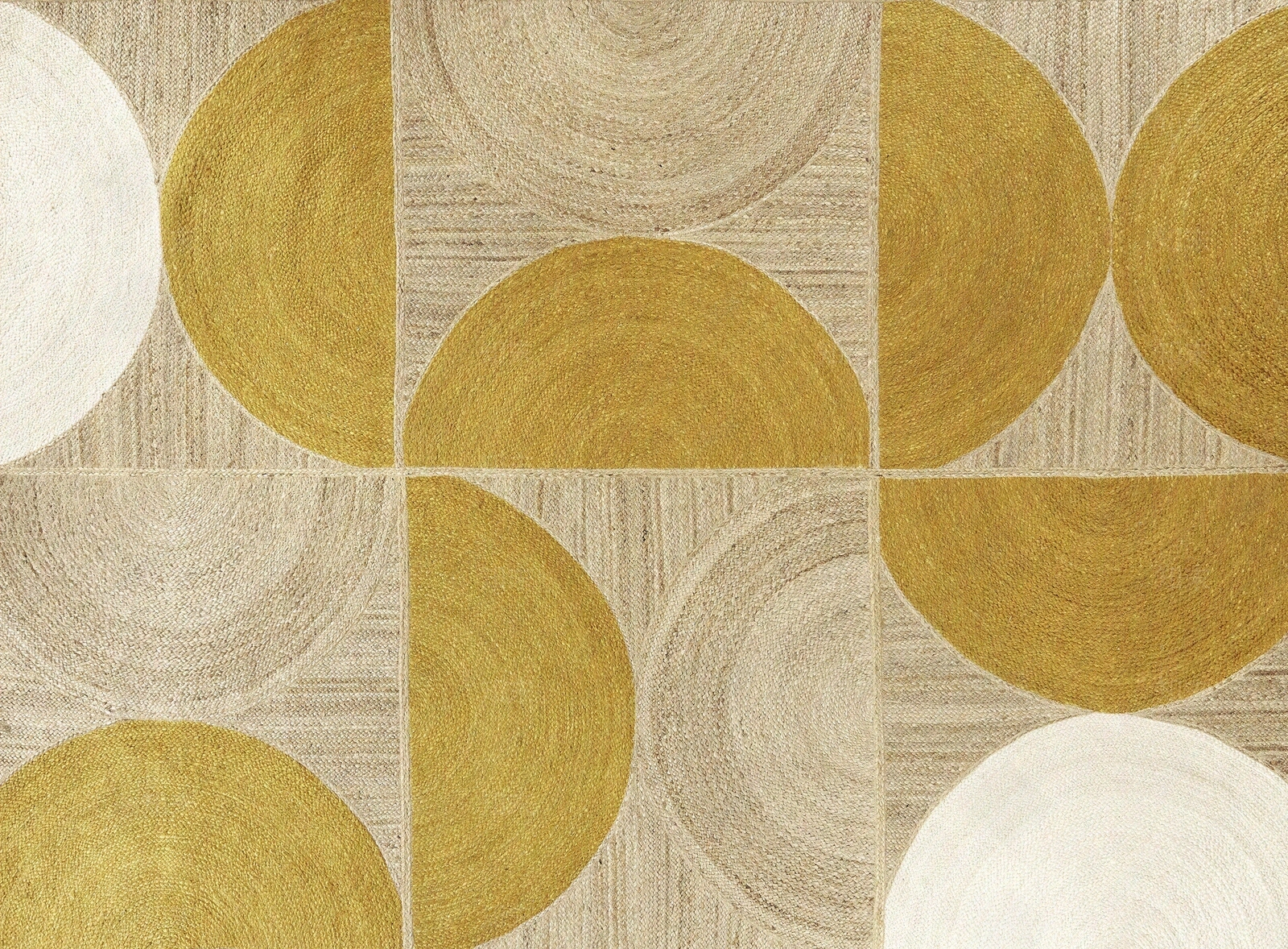 浅棕半圆黄色拼花方形毛麻地毯贴图下载【ID:1116391591】