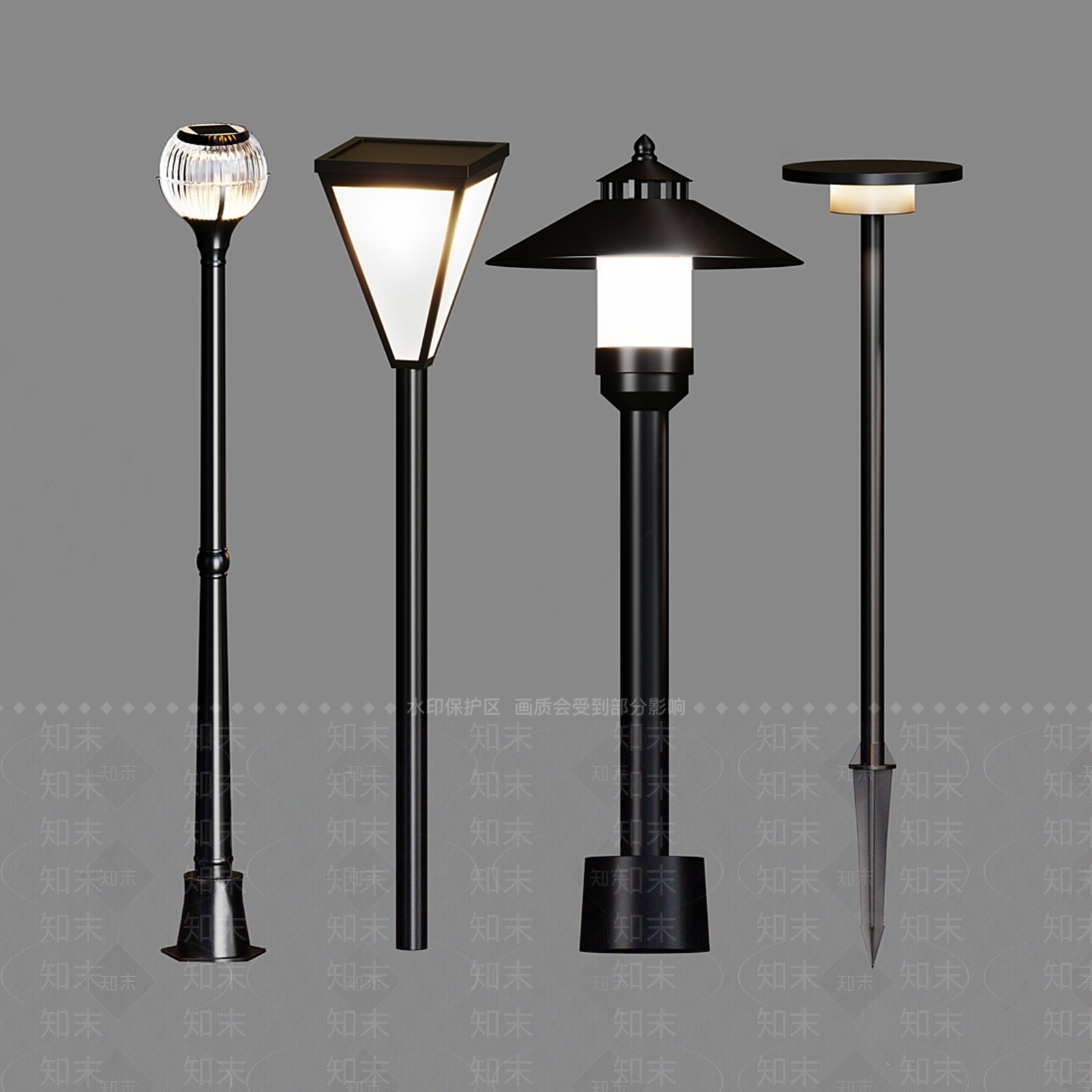 现代公园景观灯SU模型下载【ID:1116393596】