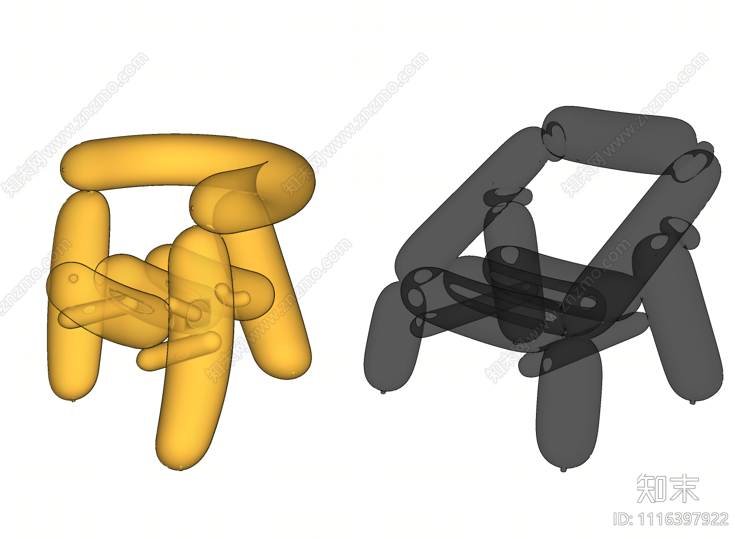 现代充气休闲椅SU模型下载【ID:1116397922】