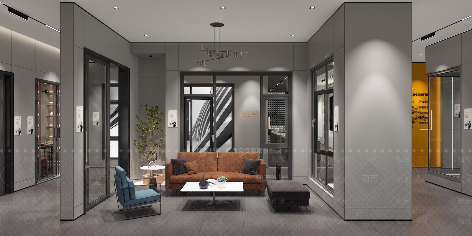 现代门窗专卖店3D模型下载【ID:1116399325】