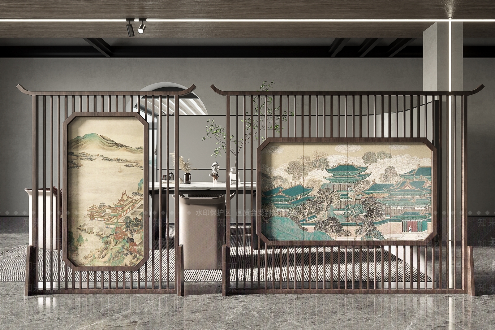 新中式隔断3D模型下载【ID:1116403765】