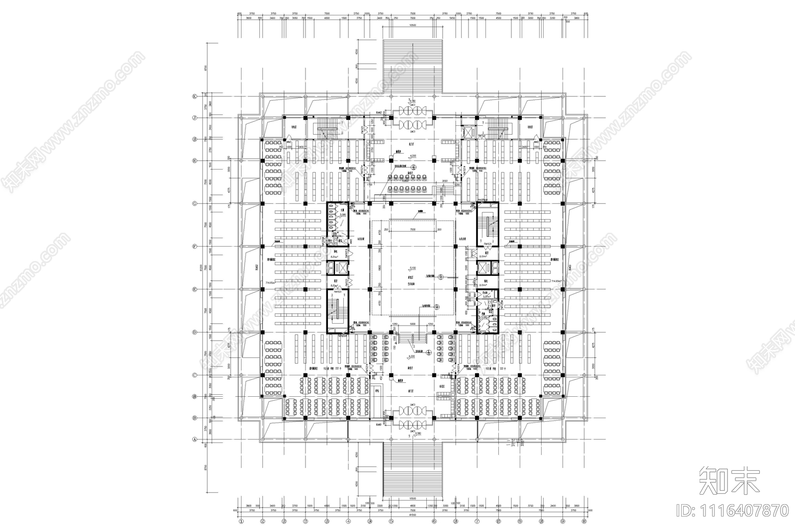 七层师范学院图书馆建筑设计图施工图施工图下载【ID:1116407870】