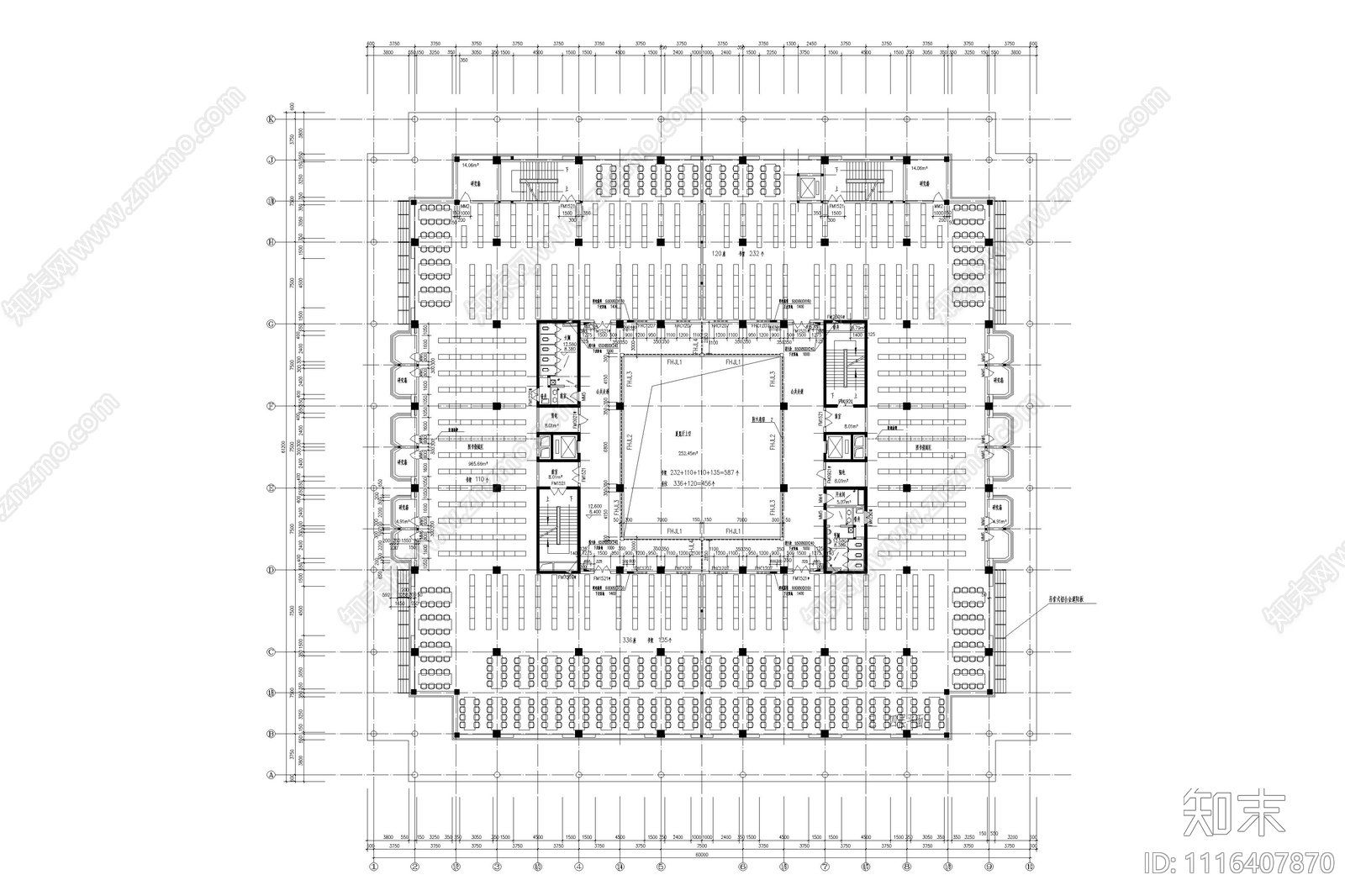 七层师范学院图书馆建筑设计图施工图施工图下载【ID:1116407870】