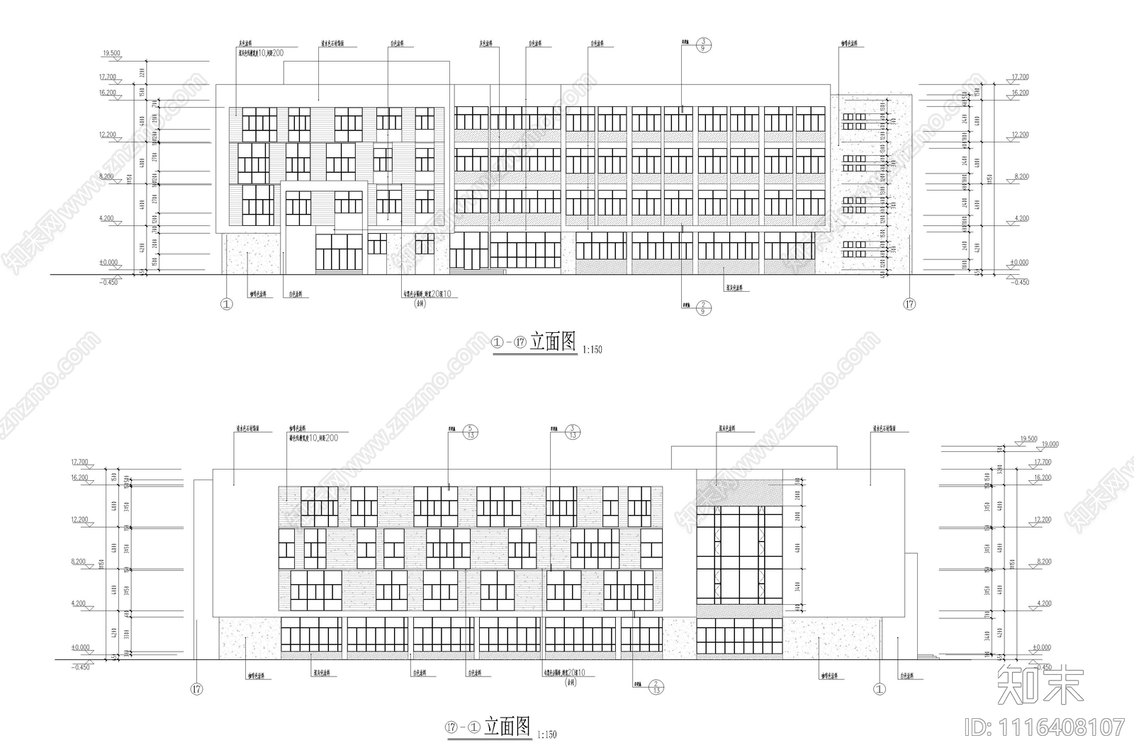 四层V型图书馆建筑设计图施工图施工图下载【ID:1116408107】