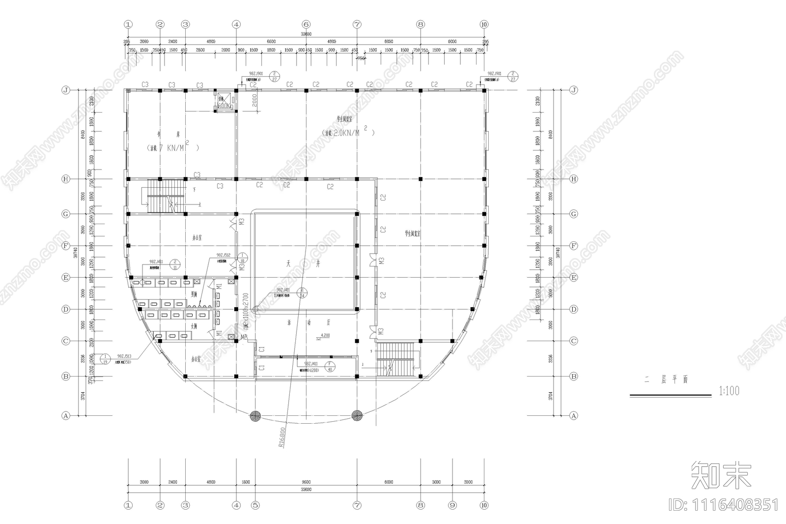 四层城建图书馆建筑施工图cad施工图下载【ID:1116408351】