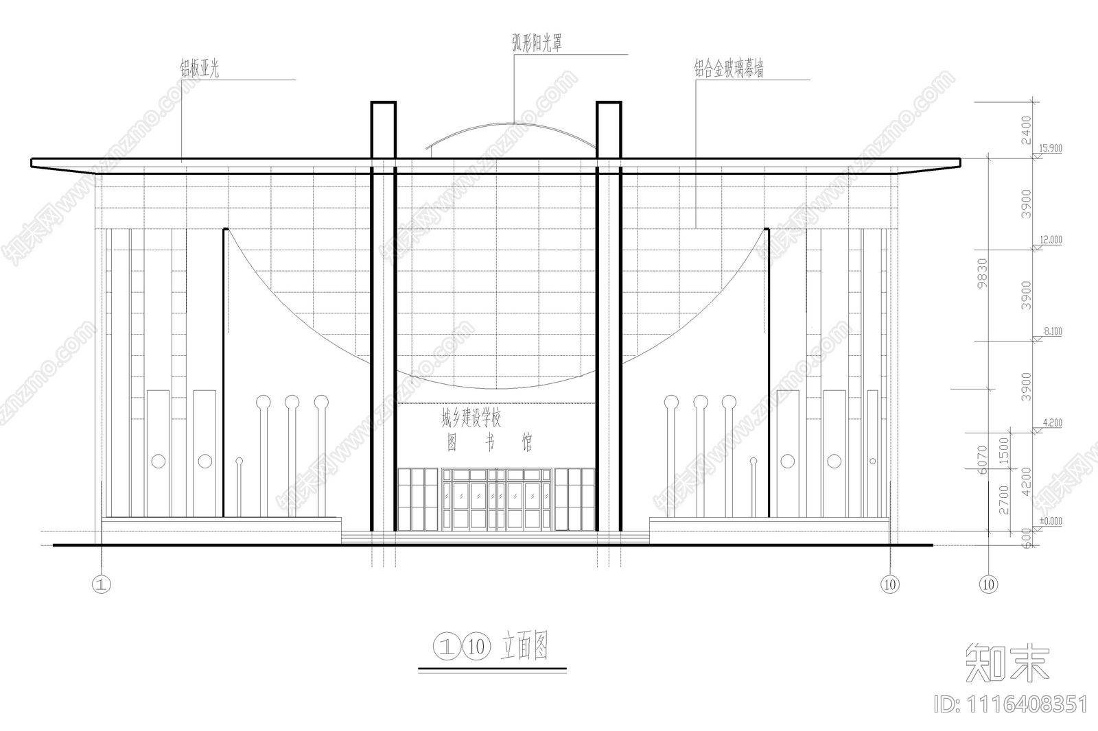 四层城建图书馆建筑施工图cad施工图下载【ID:1116408351】