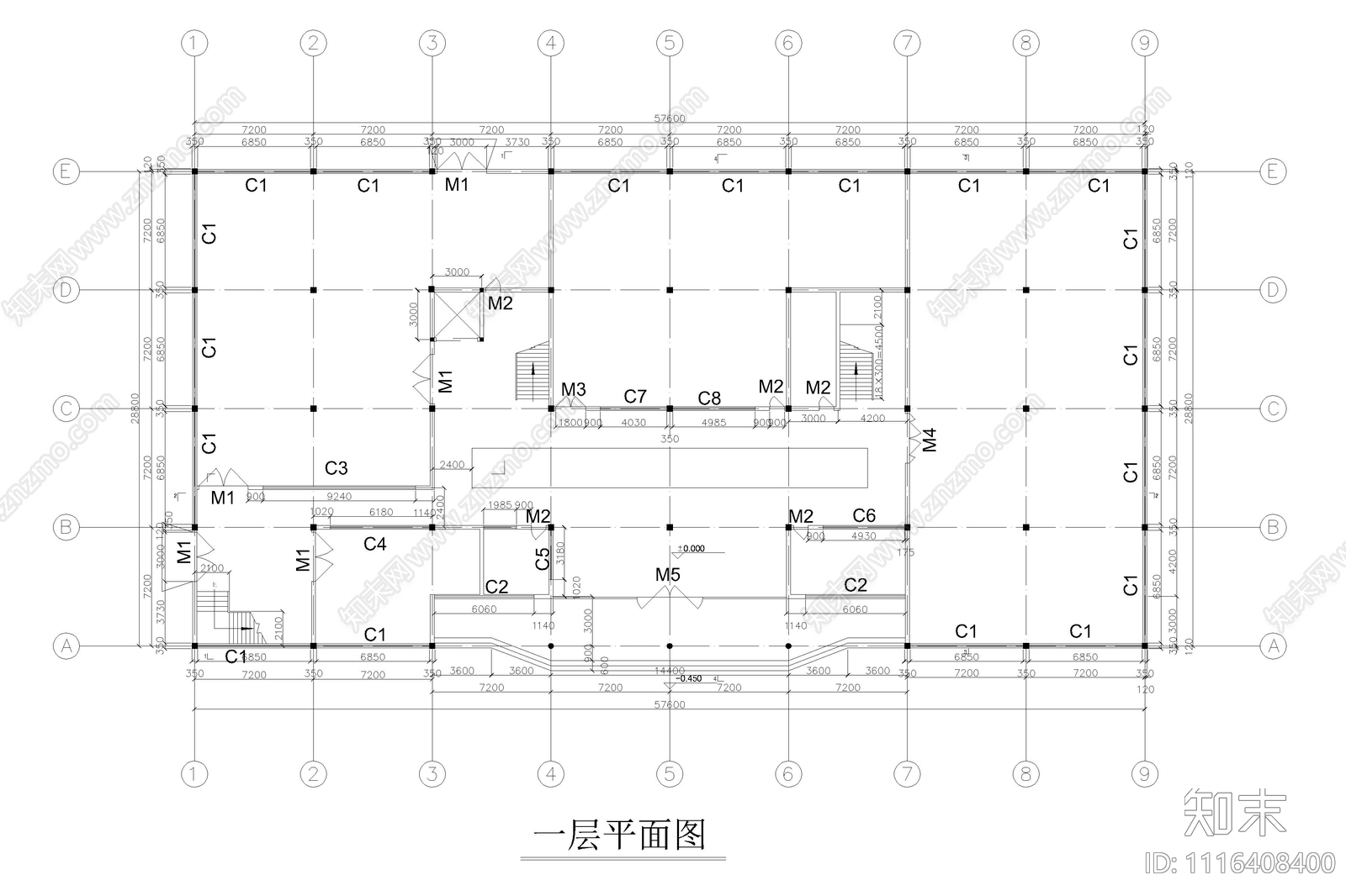 四层大学图书馆建筑设计图施工图cad施工图下载【ID:1116408400】