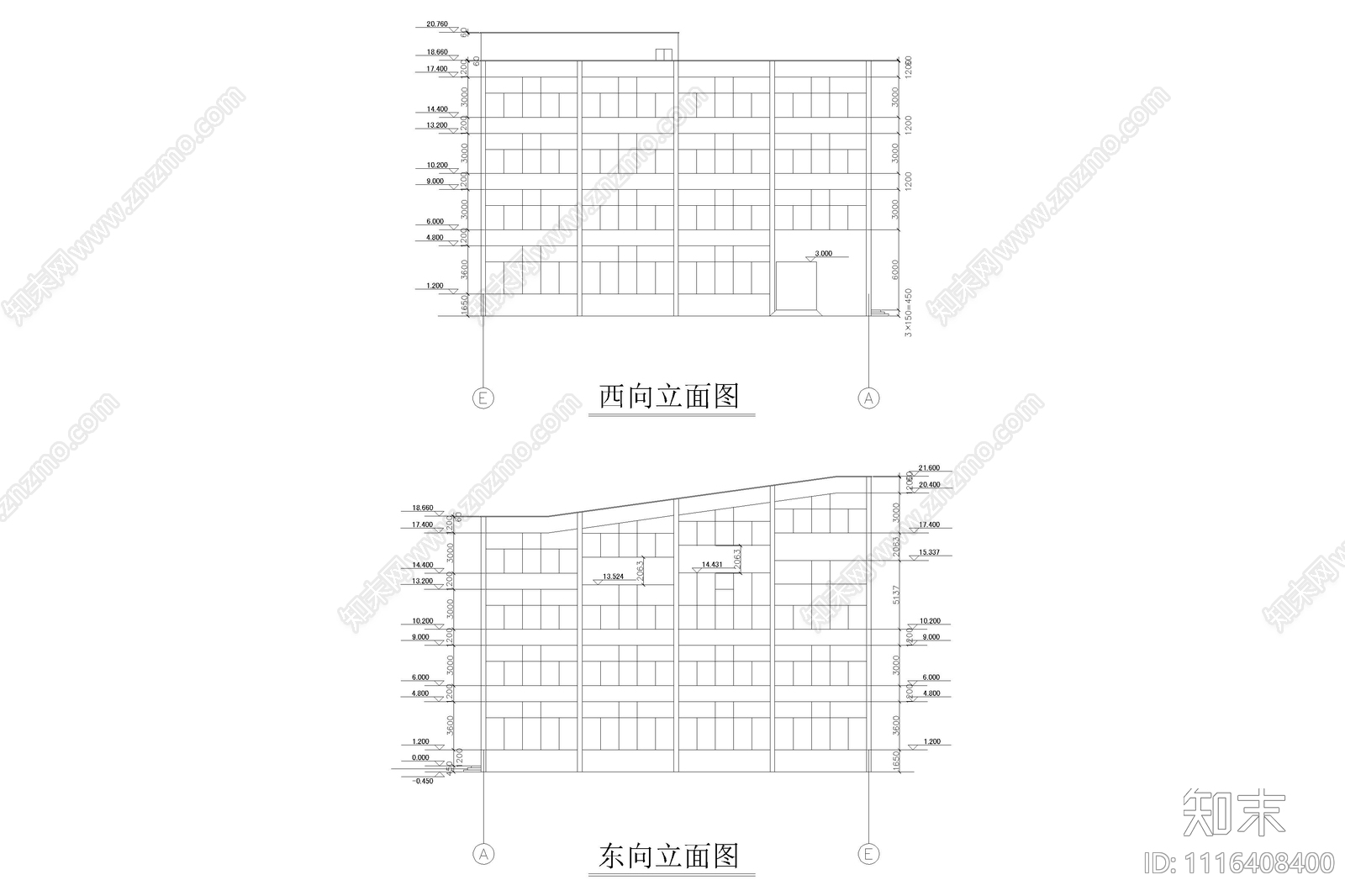 四层大学图书馆建筑设计图施工图cad施工图下载【ID:1116408400】