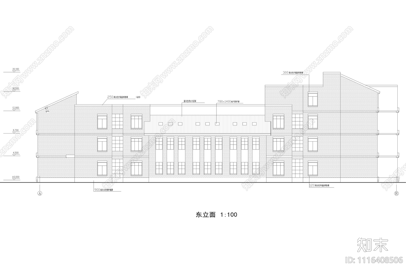 四层图书馆建筑设计施工图cad施工图下载【ID:1116408506】