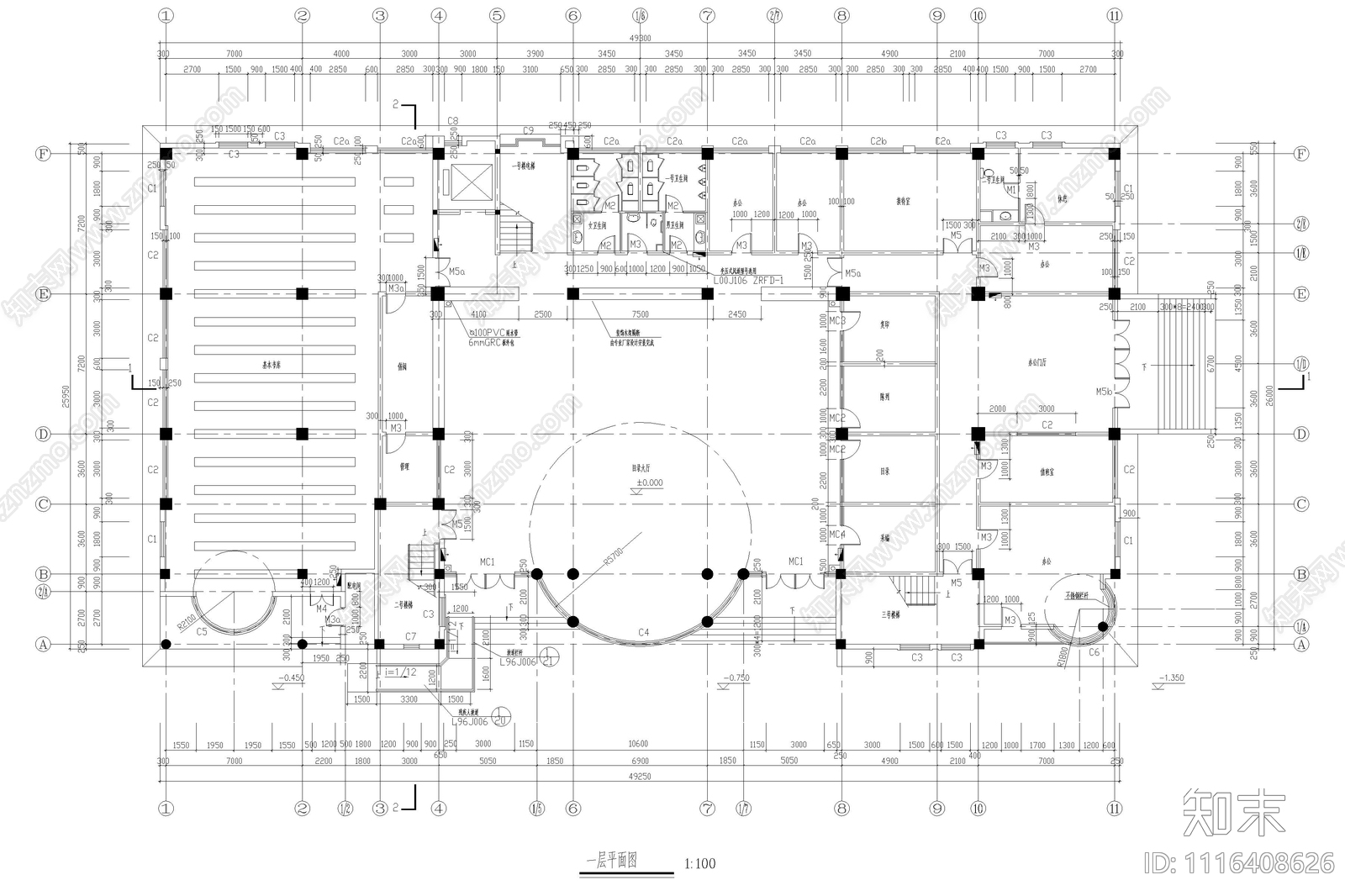 图书馆建筑设计楼梯及节点详图施工图施工图下载【ID:1116408626】