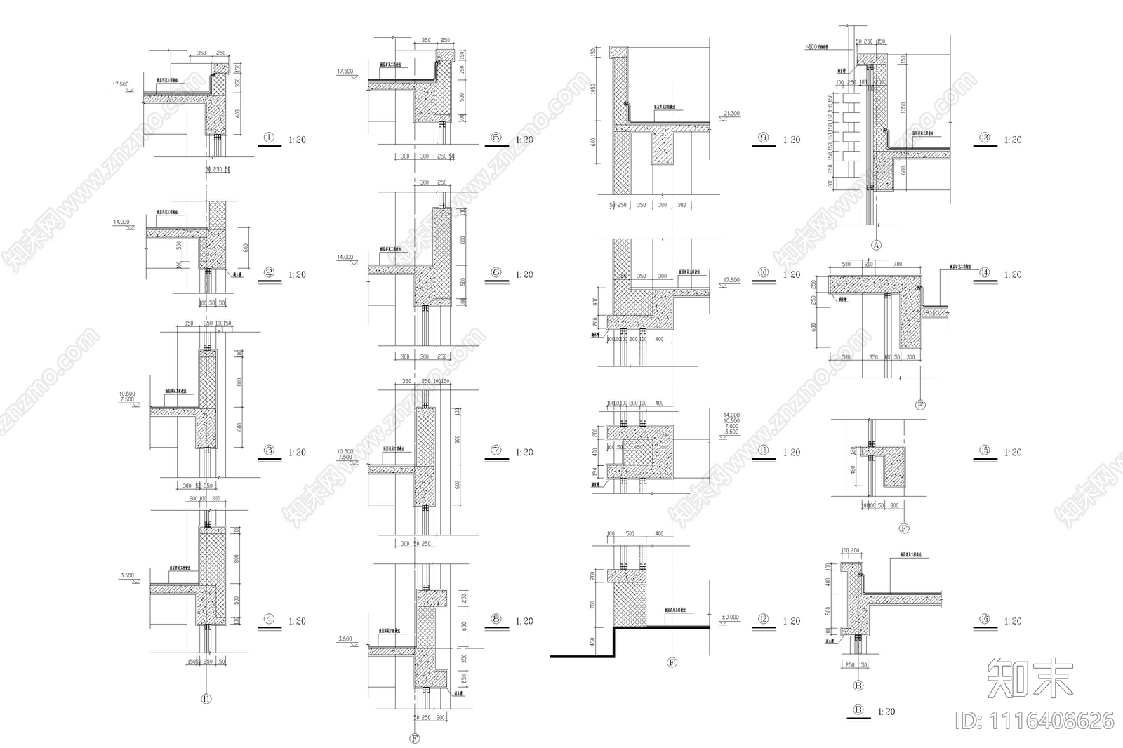 图书馆建筑设计楼梯及节点详图施工图施工图下载【ID:1116408626】