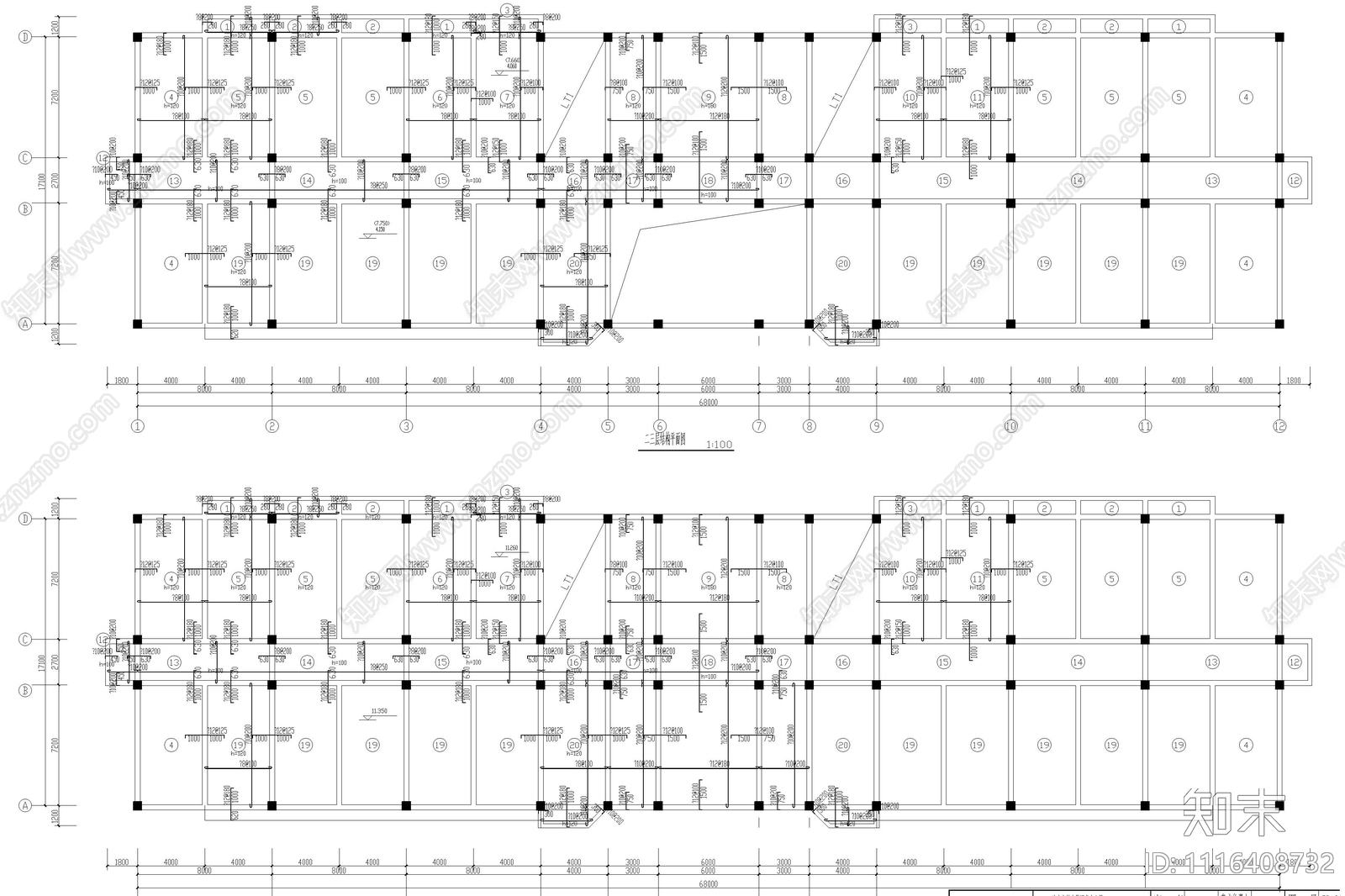 五层框架结构中学图书馆办公楼建筑图施工图施工图下载【ID:1116408732】