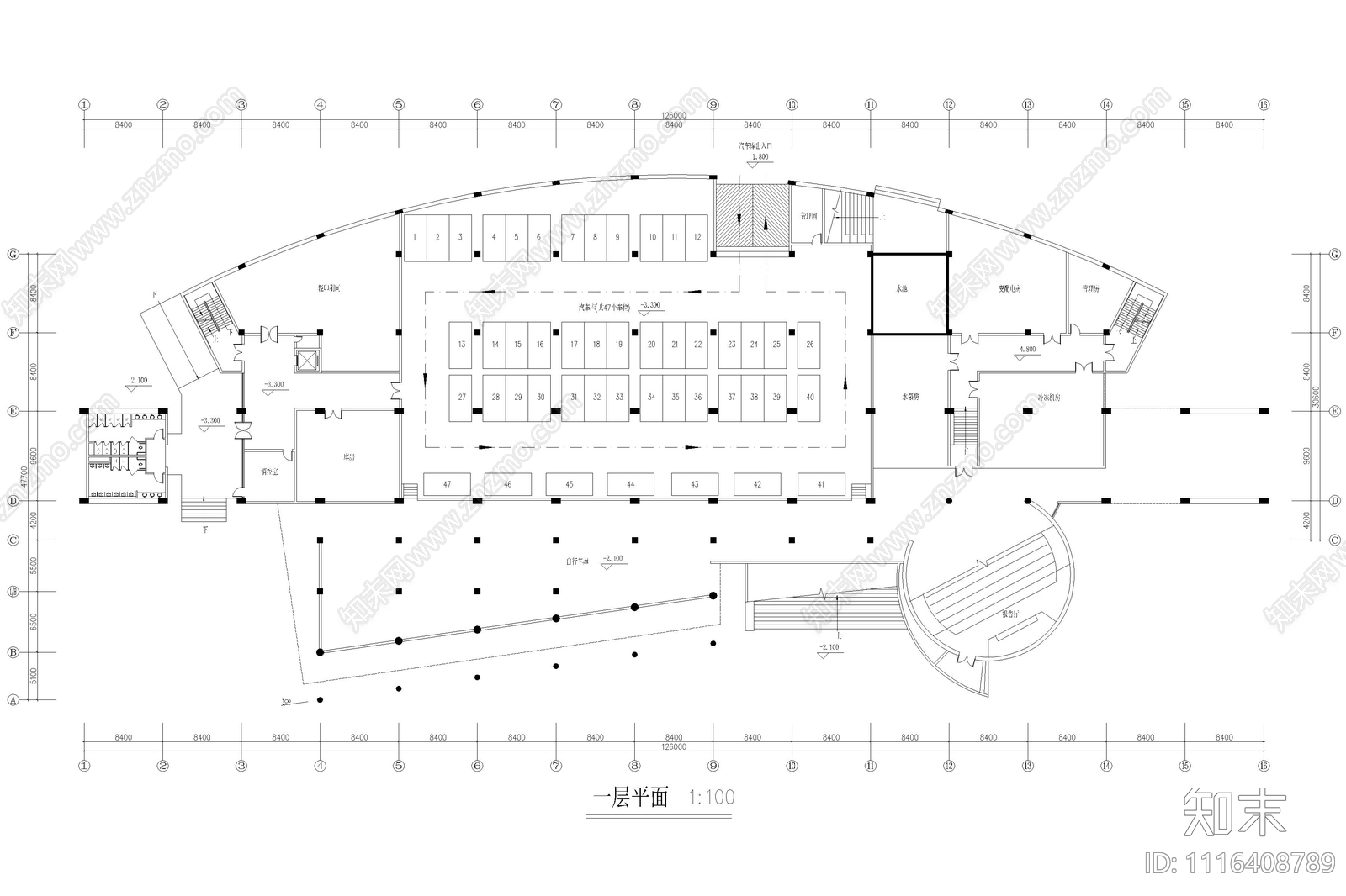 五层图书馆建筑方案设计施工图施工图下载【ID:1116408789】