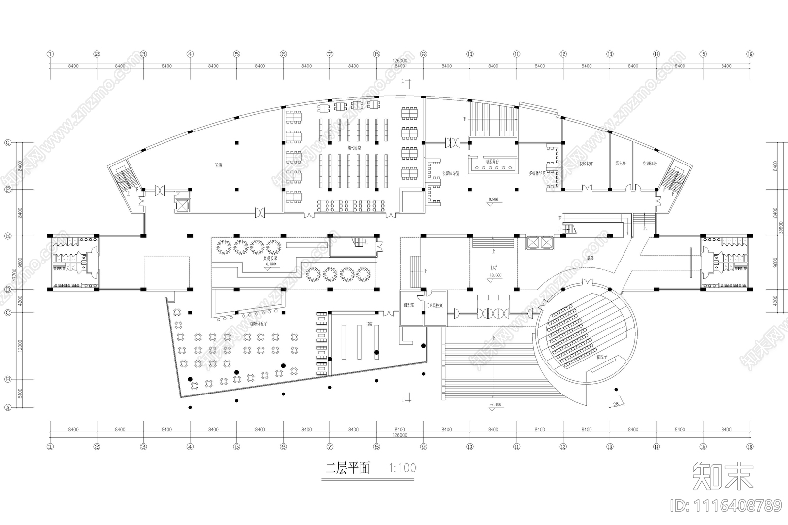 五层图书馆建筑方案设计施工图施工图下载【ID:1116408789】