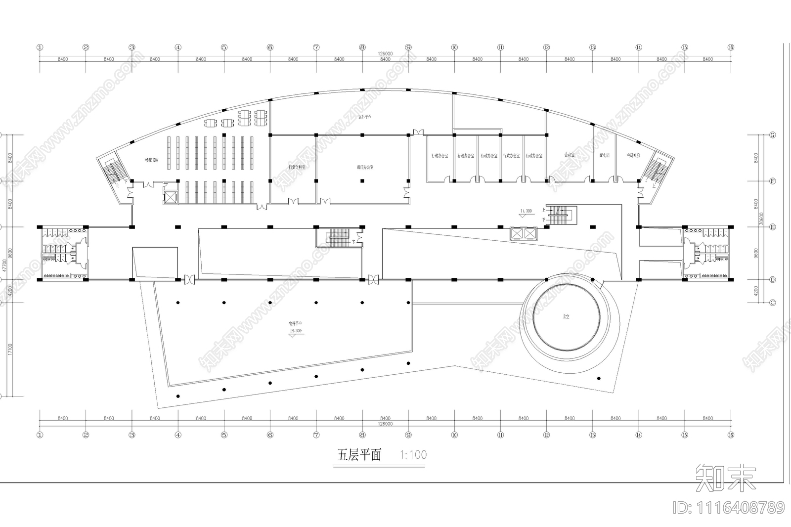 五层图书馆建筑方案设计施工图施工图下载【ID:1116408789】