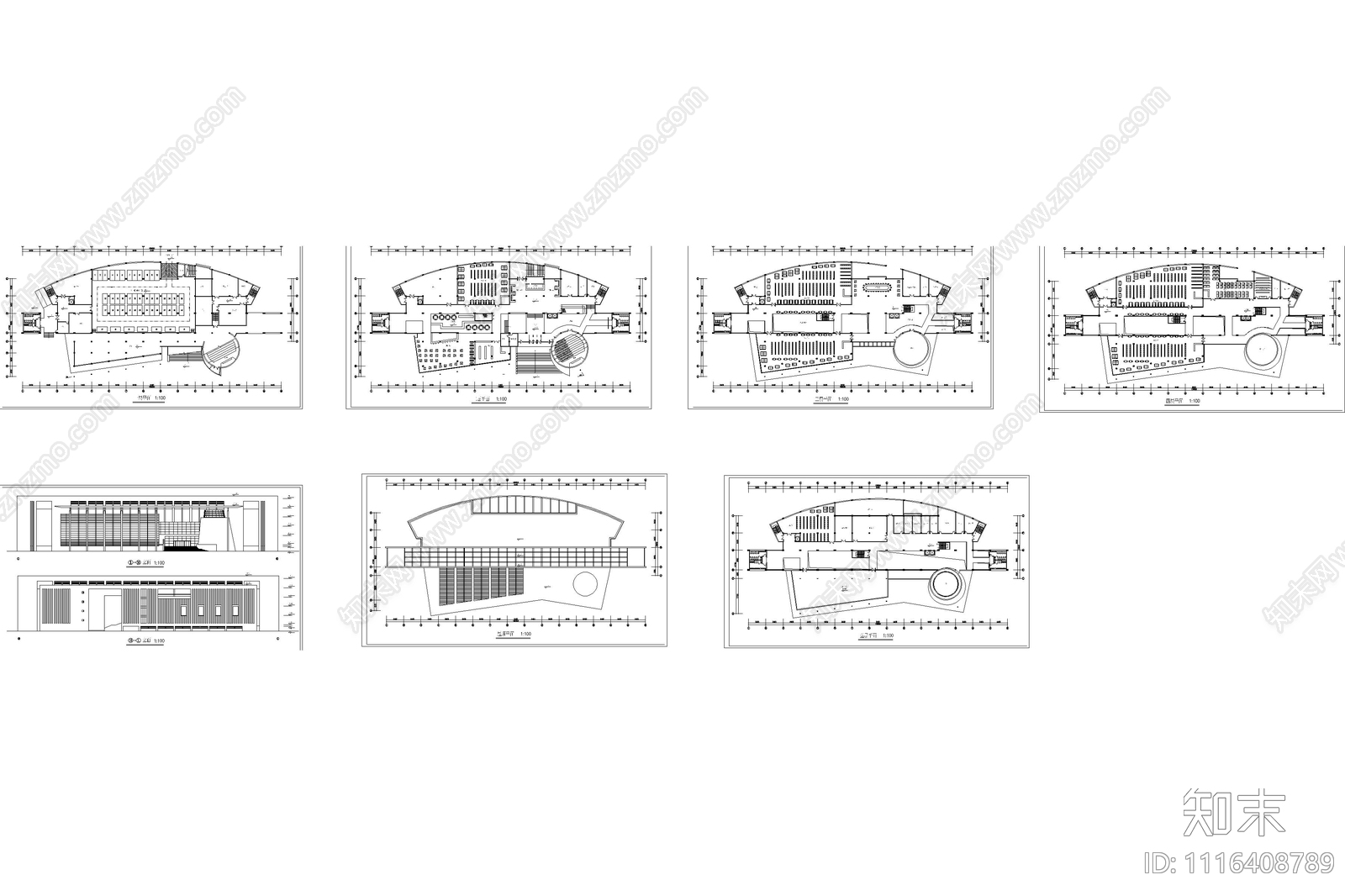 五层图书馆建筑方案设计施工图施工图下载【ID:1116408789】