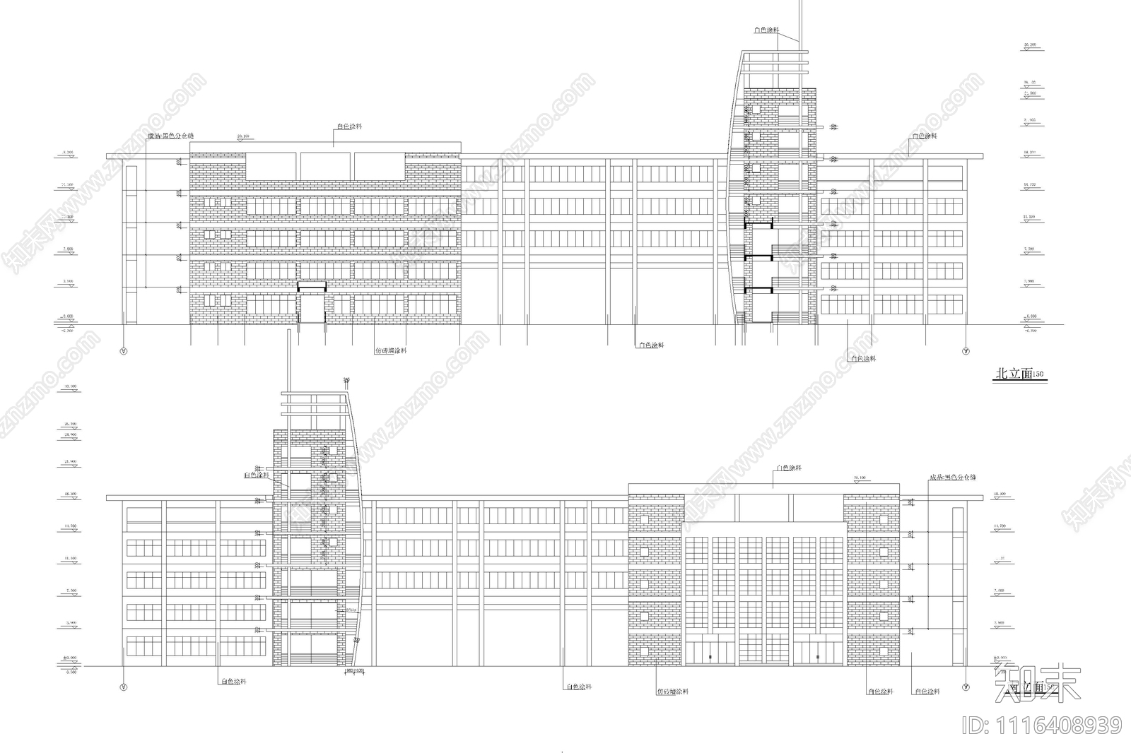 中学图书馆建筑平立面图施工图cad施工图下载【ID:1116408939】