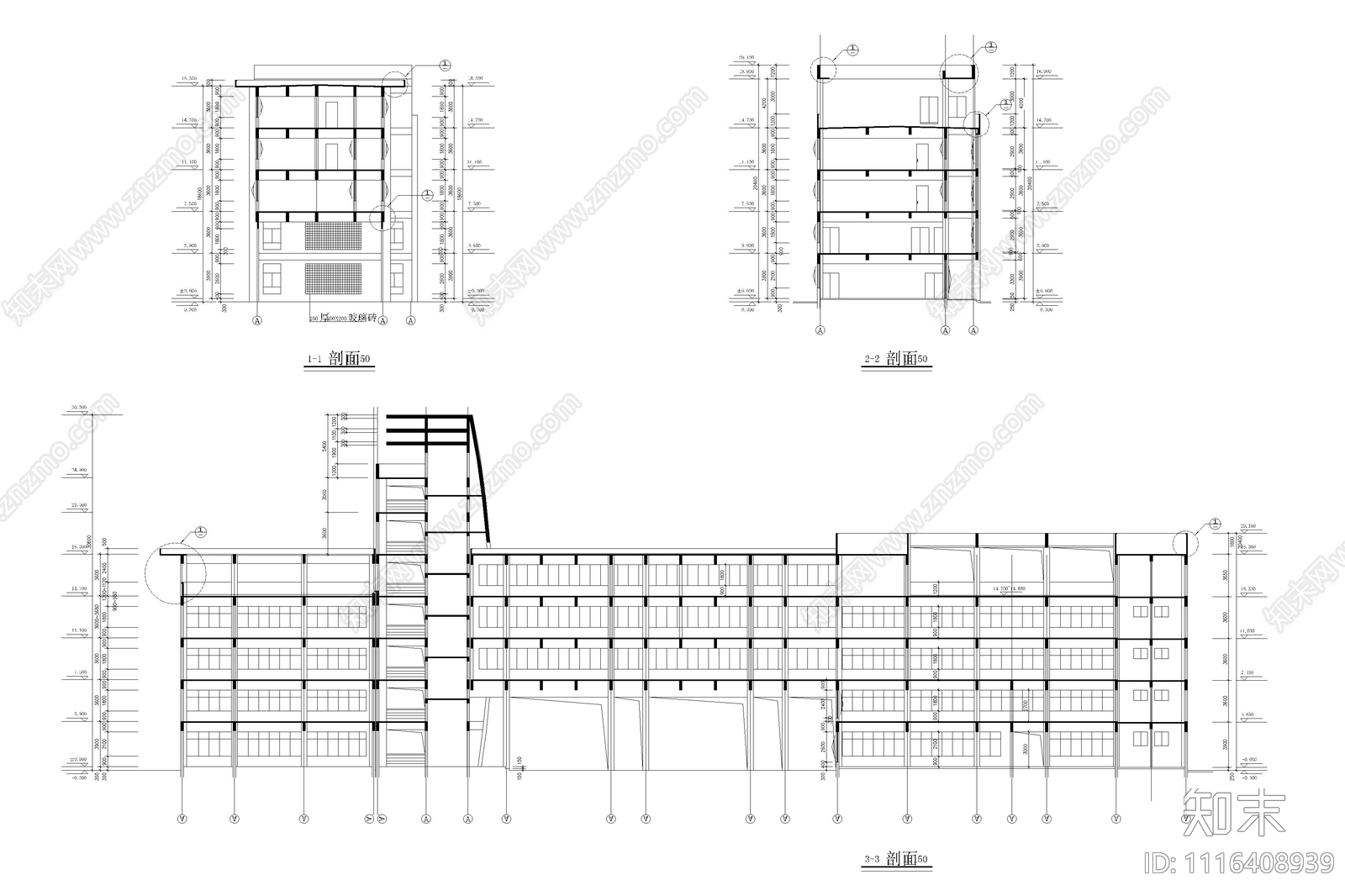 中学图书馆建筑平立面图施工图cad施工图下载【ID:1116408939】