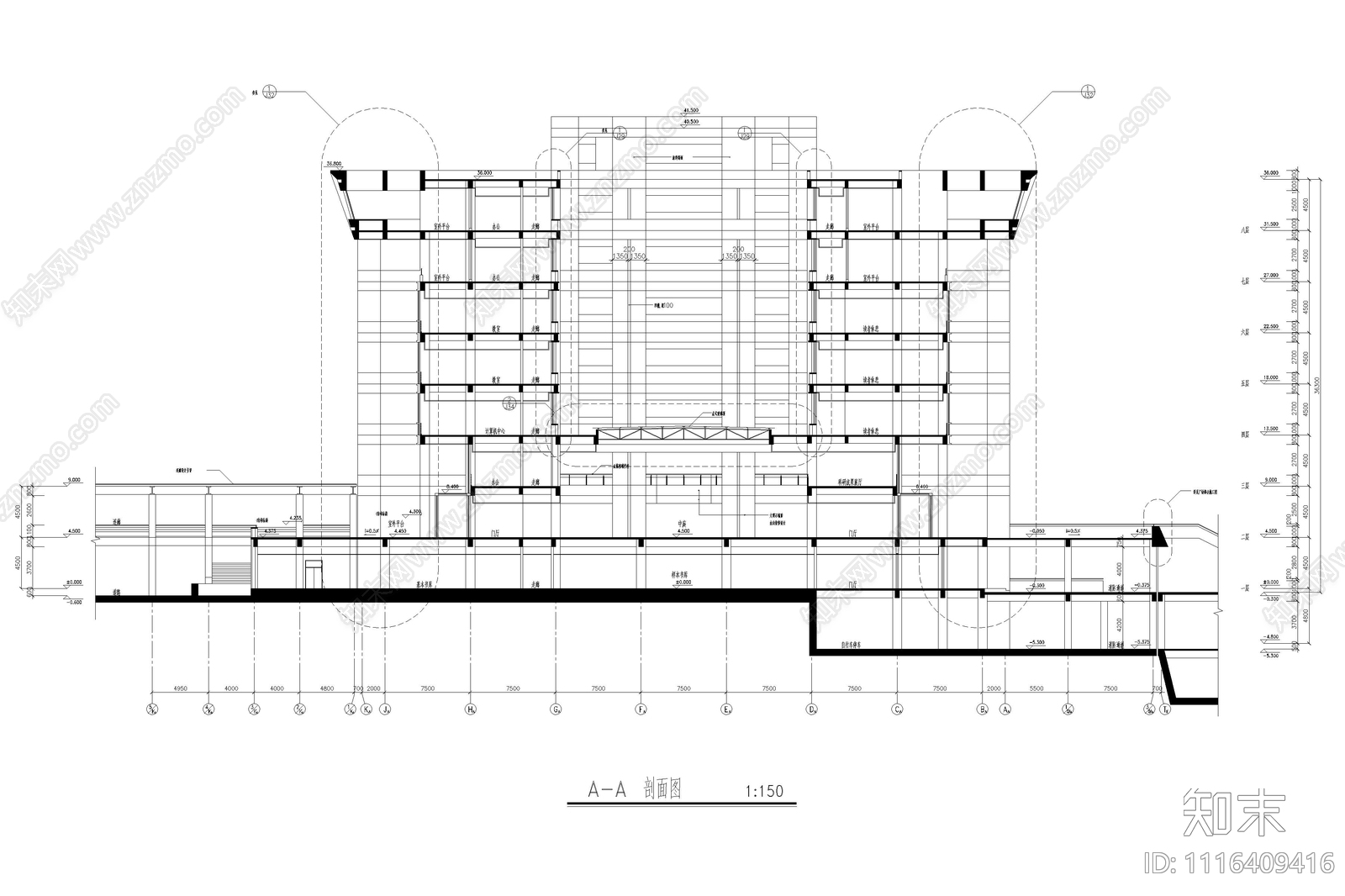 大学图书馆建筑施工详图施工图cad施工图下载【ID:1116409416】