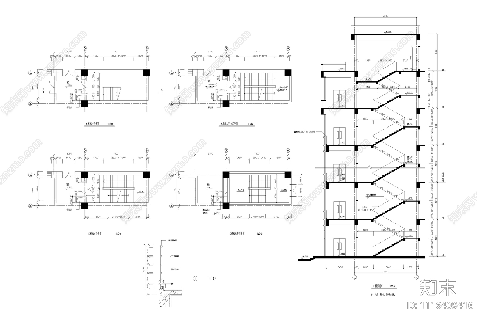 大学图书馆建筑施工详图施工图cad施工图下载【ID:1116409416】