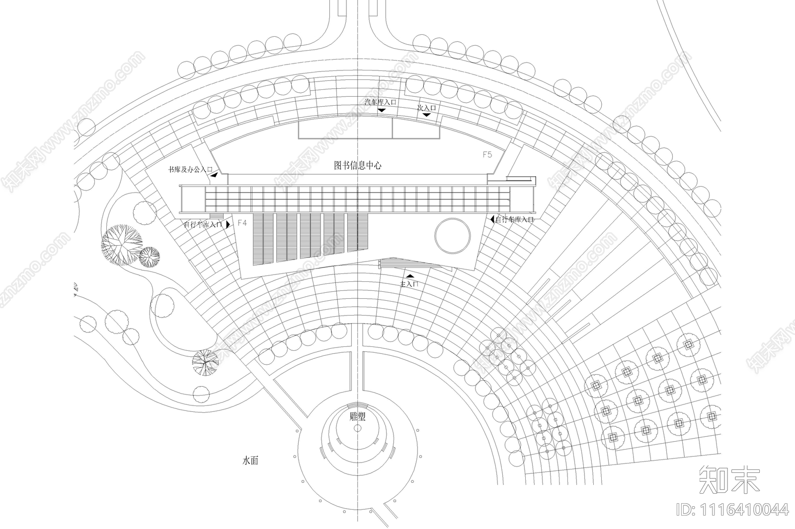 学校图书馆建筑平立面图施工图cad施工图下载【ID:1116410044】