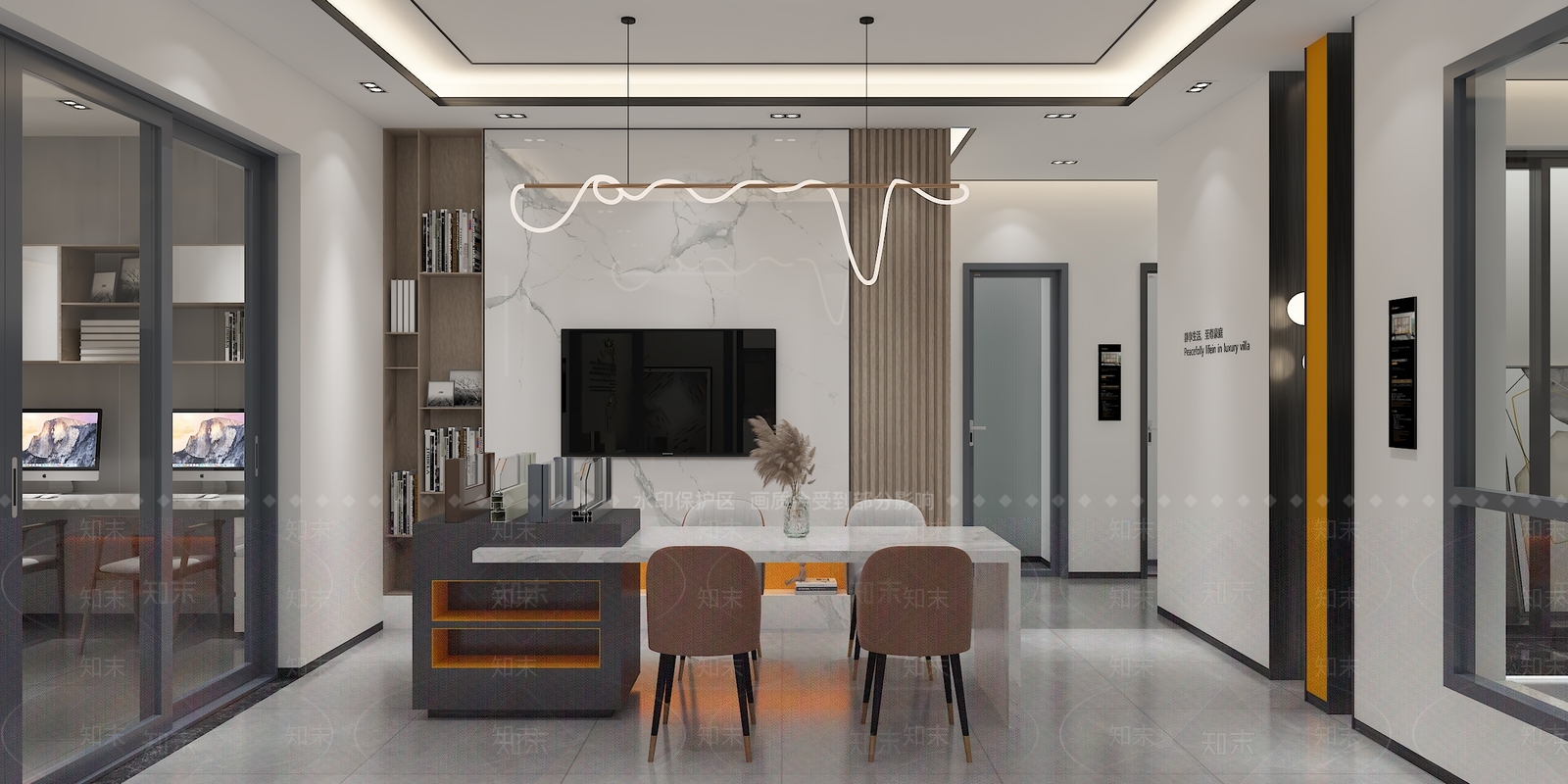 现代门窗专卖店3D模型下载【ID:1116410393】