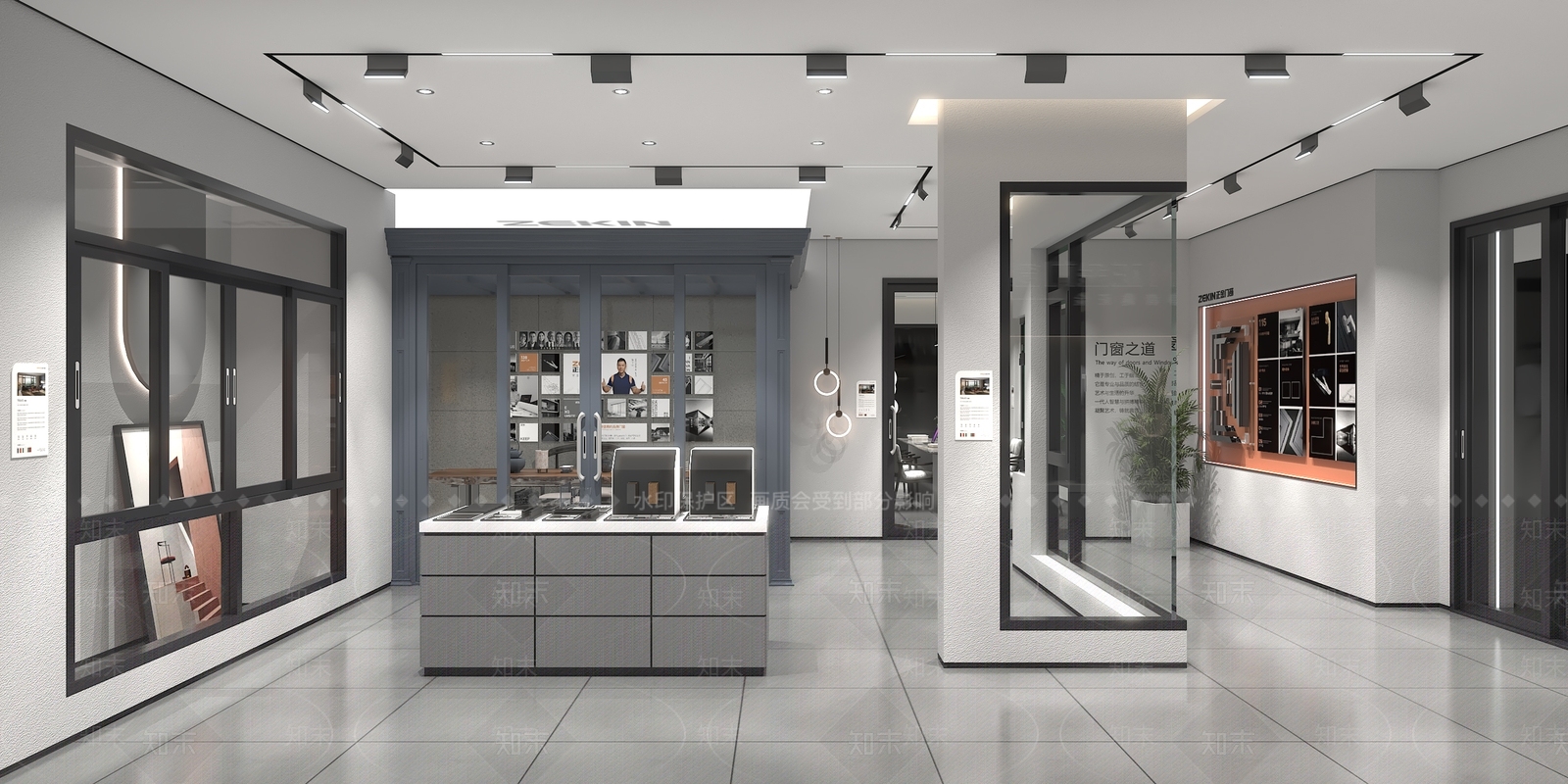 现代门窗专卖店3D模型下载【ID:1116411180】