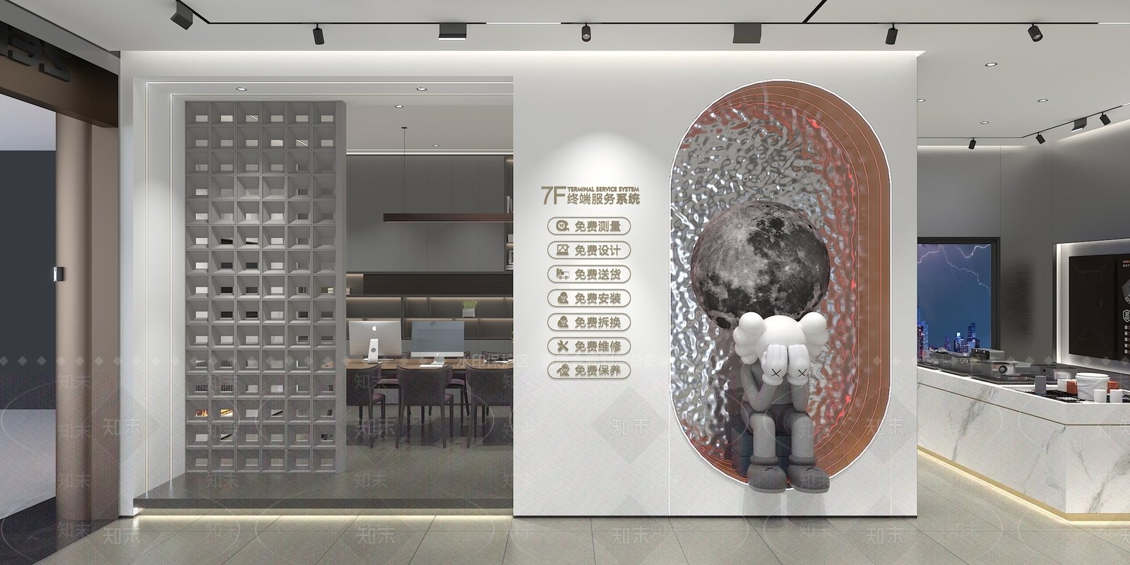 现代门窗专卖店3D模型下载【ID:1116411920】