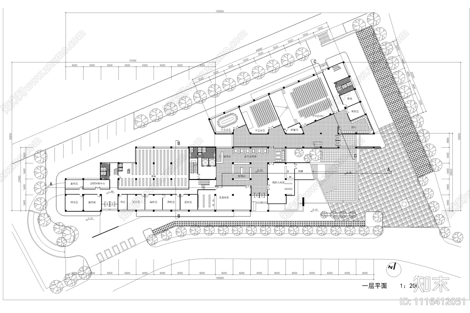 合肥图书馆平立面建筑图施工图施工图下载【ID:1116412051】