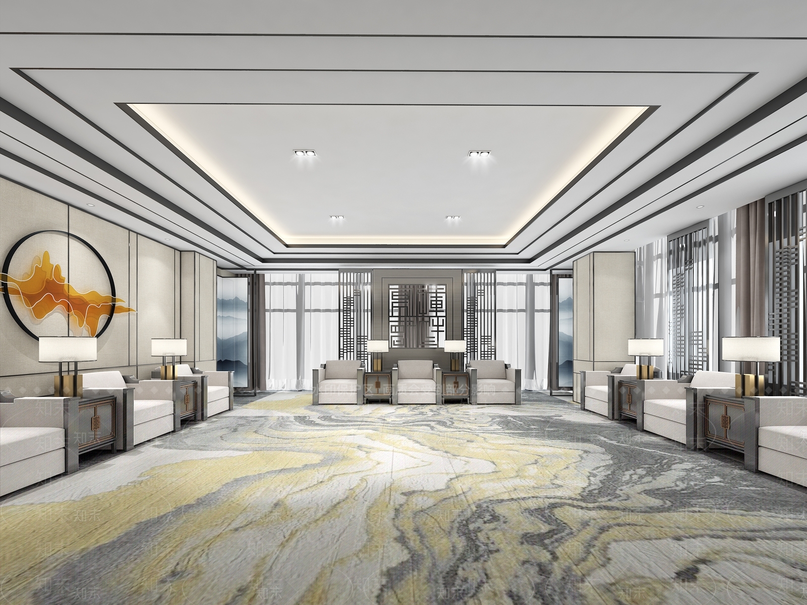 新中式接待室3D模型下载【ID:1116412207】