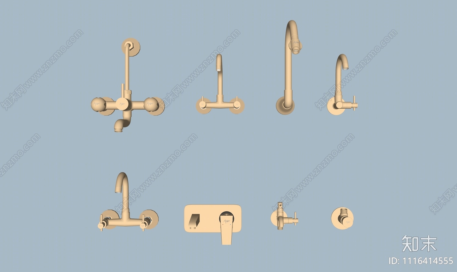 现代墙壁水龙头组合SU模型下载【ID:1116414555】