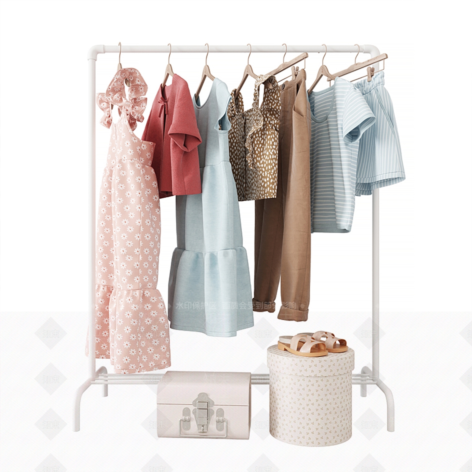 现代服饰衣架3D模型下载【ID:1116422972】