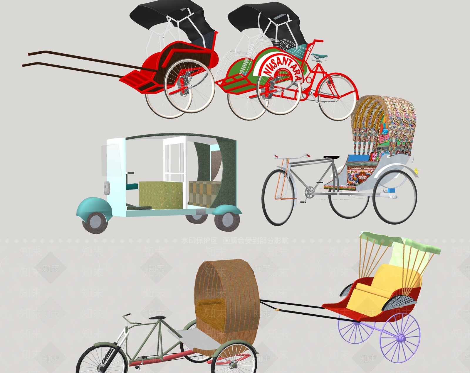 现代黄包车SU模型下载【ID:1116502566】