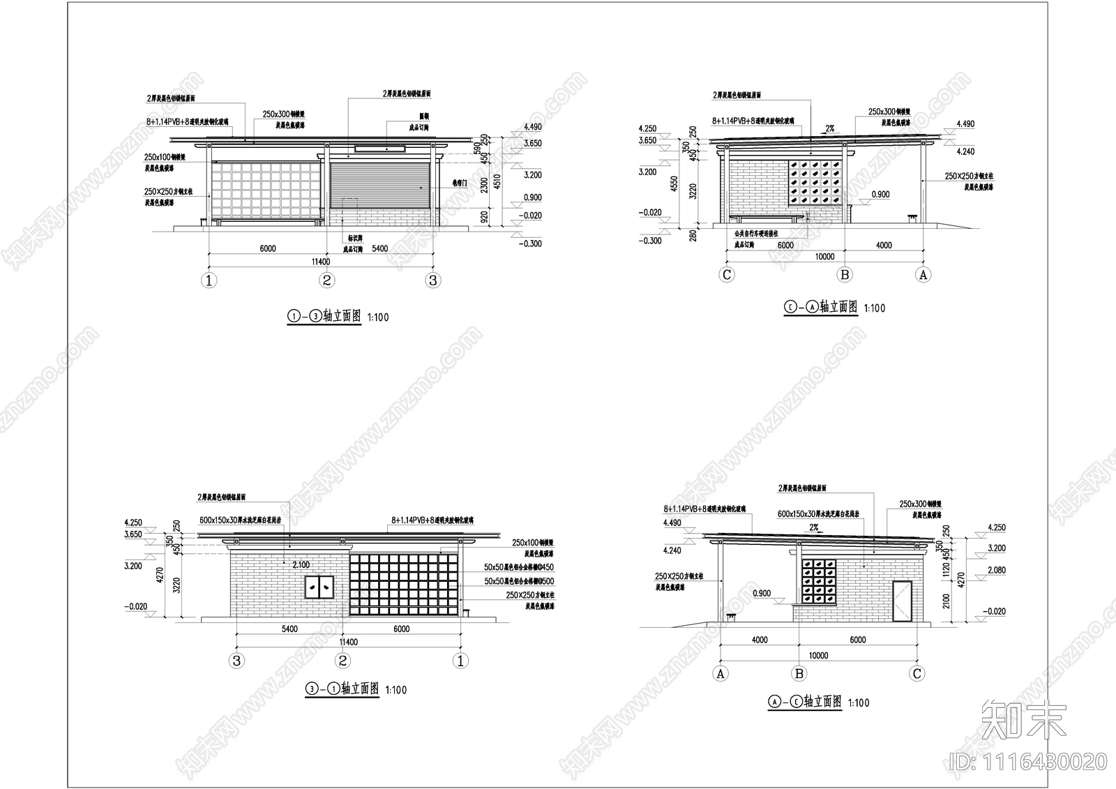 驿站景观建筑施工图cad施工图下载【ID:1116430020】