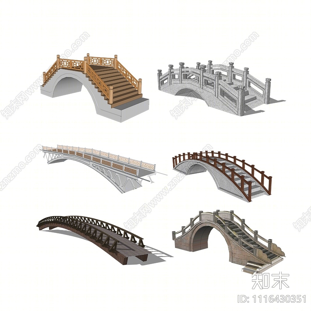 中式景观桥SU模型下载【ID:1116430351】