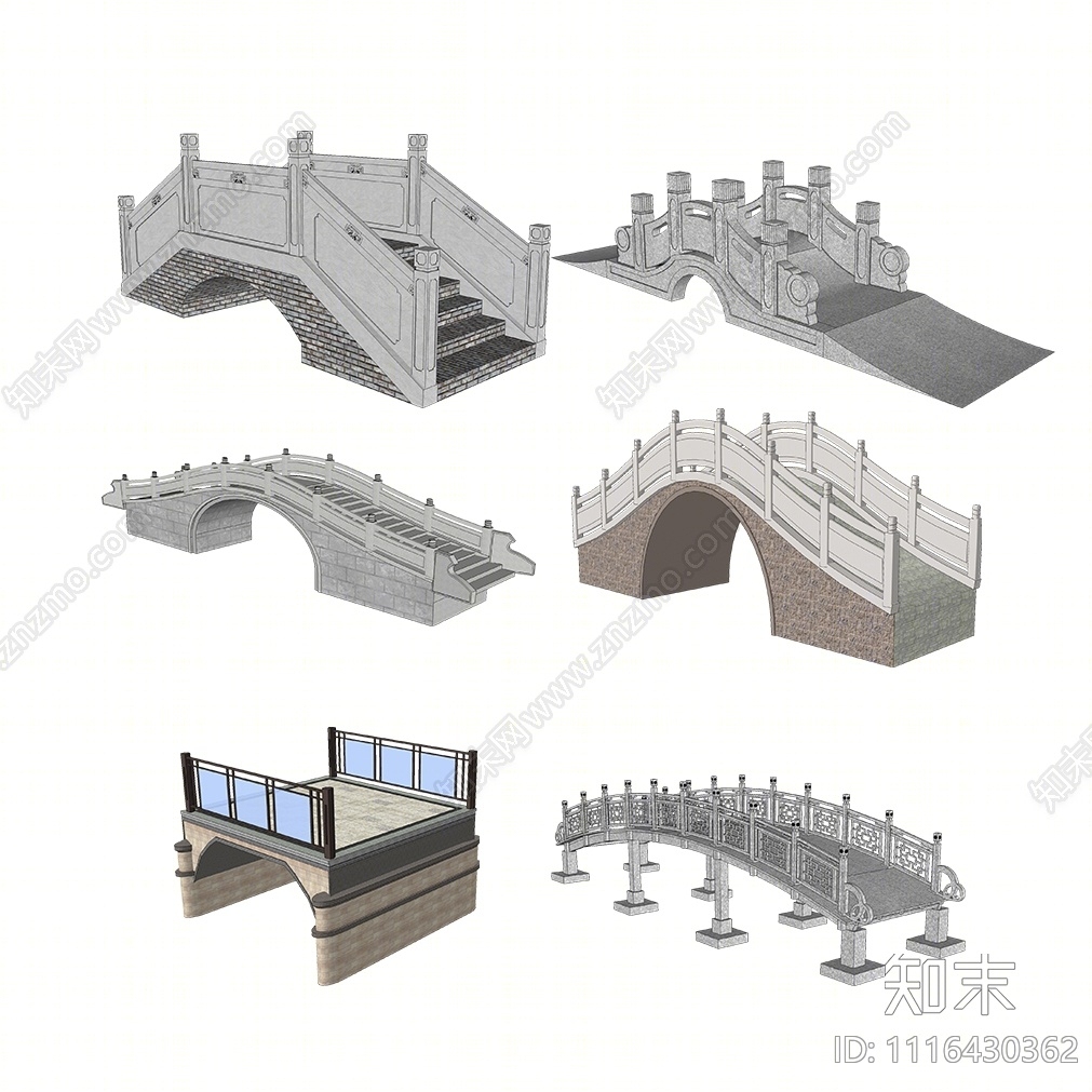 中式景观桥SU模型下载【ID:1116430362】