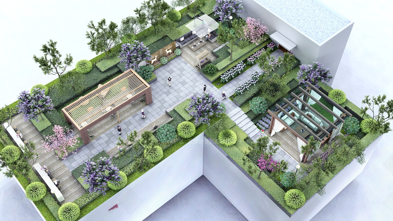 现代屋顶花园SU模型精品下载_SketchUp模型_知末网