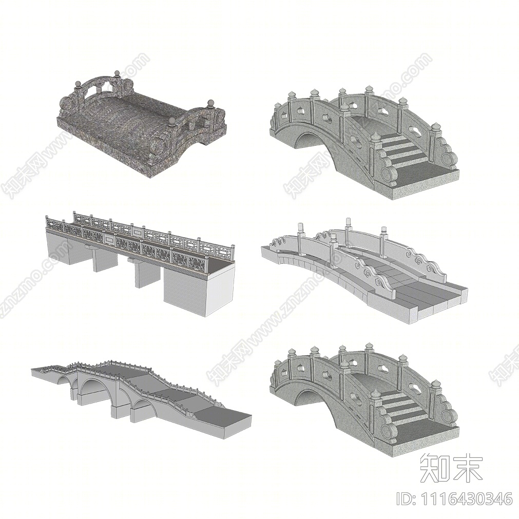 中式景观桥SU模型下载【ID:1116430346】